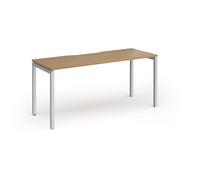 Connex Goal-Post 1600 x 600 x 725mm Single Desk - Silver Frame / Oak Top