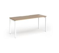 Connex Goal-Post 1600 x 600 x 725mm Single Desk - White Frame / Kendal Oak Top
