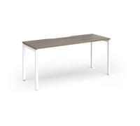 Connex Goal-Post 1600 x 600 x 725mm Single Desk - White Frame / Nebraska Oak Top
