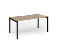 Connex Goal-Post 1600 x 800 x 725mm Single Desk - Black Frame / Kendal Oak Top