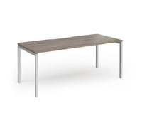 Connex Goal-Post 1800 x 800 x 725mm Single Desk - Silver Frame / Nebraska Oak Top