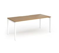 Connex Goal-Post 1800 x 800 x 725mm Single Desk - White Frame / Oak Top