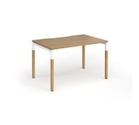 Connex Goal-Post Wooden 1200 x 800 x 725mm Single Desk - White Frame / Oak Top