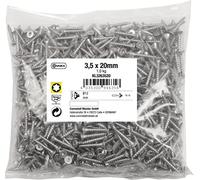 Connex KL3263520 Universal Screws 3.5 x 20 mm - 1 kg Bulk Pack - Countersunk Head - TX Drive - Full Thread - Stainless Steel/Screw Set/Screws in Bag