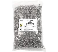 Connex KL3264025 Universal Screws 4.0 x 25 mm - 1 kg Bulk Pack - Countersunk Head - TX Drive - Full Thread - Stainless Steel/Screw Set/Screws in Bag
