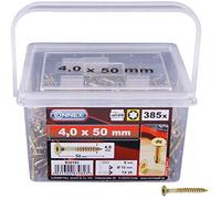 Connex Universal Chipboard Screws 4.0 x 50 mm Torx Star-Shaped Drive Countersunk Head Bucket of 385