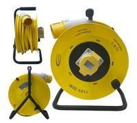 Connexion 110v Cable Reel 20m Extension Lead Reel 32 Amp Socket and Plug 4.0mm Heavy Duty Cable Made in UK Ideal for Construction Sites and Industrial use