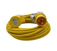 Connexion 110V Extension Lead 14m Made in UK - 32 Amp Plug and Socket, IP44 Rated, 2.5mm Heavy Duty Cable