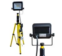 Connexion 240V LED Floodlight 20W Tripod Work Light with 13A Plug 3m Cable, IP44 Rated, Adjustable Stand, 2200Lms Bright Site Lighting for Construction, Workshop, Indoor and Outdoor Flood Light