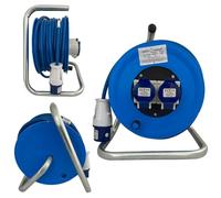 Connexion 25m 240V Industrial Cable Reel, 2 Socket 16A Heavy Duty Extension Reel with 1.5mm Cable, IP44 Professional Site Extension Lead for Workshops, Construction & Commercial Use