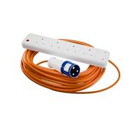 CONNEXION 4 Gang Electric Hook Up for Camping, 7m 16A to 13A Extension Lead, Heavy Duty 240V Mains Lead for Caravans, Campervans, EV, Homes, Motorhomes