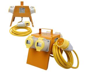 CONNEXION 4-Way Splitter Box, 110V Power Distribution Junction Box, 4 Outlets IP44 rated 16 Amp panel sockets 32A plug with 2.5mm 5 Metres Cable for Worksites (4-Way 32A Plug 2.5mm 5m)