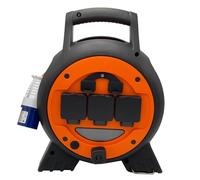 Connexion Mobile Mains Roller Power Unit, 15m Cable, 3 UK 3-Pin Sockets, 2 USB Ports, LED Light, RCD 10A Circuit Breaker Perfect Electric Hook-Up for Camping, Tents, Caravans, Motorhomes and Boats