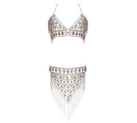Connie Cloris Women's Sexy Suit Body Chain (Silvery Color Body Chain Suit-099-2)