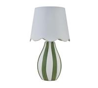Connie - Green and White Stripe Ceramic Table Lamp with Scallop Shade