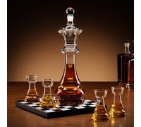 Connoisseur Creations Chess Decanter Set Featuring Four Rook-Shaped Glasses Menkind Clear One Size