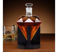Connoisseur Creations Dazzling 750ml Diamond Decanter With Chic Wooden Stand Menkind Clear One Size