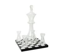Connoisseur Creations Glass Chess Decanter and Rook Glasses with Chessboard Base