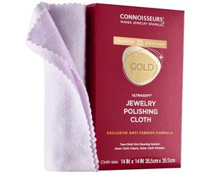 CONNOISSEURS Premium Edition Extra Large Polishing Cloth for Gold Jewelry - Ultrasoft Fabric with Anti-Tarnish Formula - 14x14 Inches