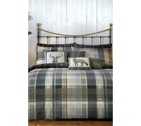 'Connolly Check' 100% Brushed Cotton Duvet Cover Set Dreams & Drapes Charcoal Double
