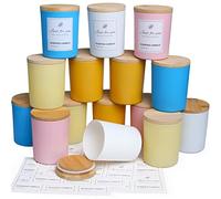 CONNOO 15 Pack Spring Glass Candle Jars with Bamboo Lids - 7 oz Empty Candle Tins - Dishwasher Safe