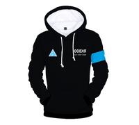 (Connor?Black?, M=US XS) Human Become Detroit Hoodie Sweatshirt Connor Rk800 Kara Jacket Baseball Coat