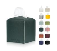 Connsole Casa Premium PU Leather Tissue Box Holder - Elegant Hotel-Style Tissue Box Cover for Home, Office & Car Décor, Tissues Cube Organizer for a Natural & Classic Look (Dark-Green)