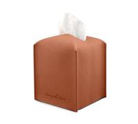 Connsole Casa Premium PU Leather Tissue Box Holder - Elegant Hotel-Style Tissue Box Cover for Home, Office & Car Décor, Tissues Cube Organizer for a Natural & Classic Look (Brown)
