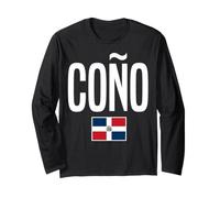 CONO Dominican Slang Distressed Typography Flag Long Sleeve T-Shirt