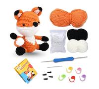 conokata Woobles Crochet Kit for Beginners Crafts for Adults and Kids Teen Girls Knitting Needles Yarn with Step-by-Step Video Tutorial Animal and Plant for Crochet Lovers (Fox)