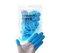 Large Disposable Nitrile Finger Cots, Non-allergenic No Powder Finger Protectors, Suitable for Beauty, Manicure, Massage,Electronic Repair 100 pcs(Blue)