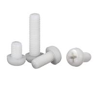 CONPHERON Nylon Screws Phillips Cross Round Head Machine Screws Bolts White Plastic Insulated Screws M3x10 mm,100 pcs