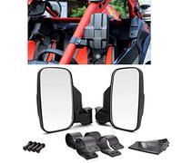 ConPus UTV Mirror, Side View Mirrors with 1.6" 1.75" to 2" Roll Bar Cage, Rear View Side Mirror for Polaris RZR Ranger 900 1000, Can Am Kawasaki Mule Yamaha Rhino Cage Shatter Proof Tempered Glass