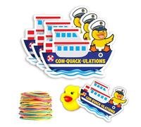 ConQuackulations 35Pack Duck Tags for Cruising - Ship Design, Round Hole, 35 Rubber Bands (Cruise Duck-2)