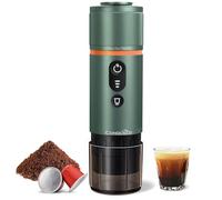 CONQUECO Portable Espresso Coffee Machine: 12V Electric Small Travel Expresso Maker - Self Heating 8 Cups Battery Powered Compatible for Nespresso Capsule - for Camping RV Hiking Office (Forest Green)
