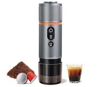 CONQUECO Portable Espresso Machine Travel: 12v Car Coffee Maker with Battery for Camping - Small Electric - 2.5 Mins Heating - 8 Cups Espresso for One Charge