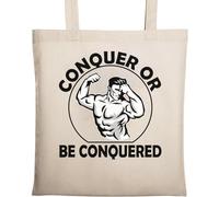 Conquer Or Be Conquered Flex Natural Ecological Cotton Tote Bag Beige