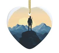 Conquer the mountain Print heart-shaped ceramic pendants create a warm atmosphere for homes, parties, and gifts.