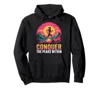 Conquer The Peaks Within - Runner Sunset Design Pullover Hoodie
