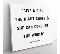 Conquer the World Modern Typography Quote Canvas Wall Art Print Ready to Hang, Framed Picture for Living Room Bedroom Home Office Décor, 35x35 cm (14x14 Inch)