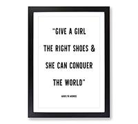 Conquer The World Typography Framed Print | A2 Black Framed Wall Art | Ready to Hang | Modern Map Picture | Living Room Bedroom Lounge Office