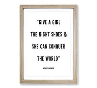 Conquer The World Typography Framed Print | A2 Oak Framed Wall Art | Ready to Hang | Modern Map Picture | Living Room Bedroom Lounge Office