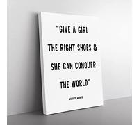 Conquer The World Typography Quote Canvas Wall Art Print Ready to Hang, Framed Picture for Living Room Bedroom Home Office Décor, 50x35 cm (20x14 Inch)