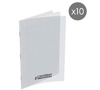 Conquerant Pack of 10 Classic Notebooks A4 Large Squared Seyès 96 Pages Stapled Polypropylene Cover Colourless