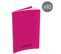 Conquerant Pack of 10 Classic Notebooks A4 Large Squared Seyès 96 Pages Stapled Polypropylene Cover Pink