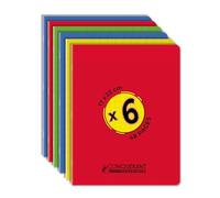 Conquérant Set of 6 Notebooks 17 x 22 cm 48 Pages 70 g Large Squared Seyès Stapled Polypropylene Cover Assorted Colours