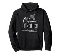 Conqueror Through God Jesus Romans 8:37 Faith Empowerment Pullover Hoodie