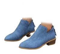 Conquerory Women's Retro Heeled Orthopedic Ankle Boots,Womens Arch Support Boots,Low Heel Pointed Toe Slip on Back Zip Comfortable Chelsea Ankle Boots (Blue,41)