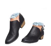 Conquerory Women's Retro Heeled Orthopedic Ankle Boots, Womens Arch Support, Low Heel Pointed Toe Slip On Back Zip Comfortable Chelsea Ankle Boots (Black, 40 EU)