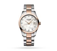 Longines orologio Conquest Classic 34mm Madreperla diamanti quarzo Acciaio finitura PVD oro rosa L2.386.3.87.7